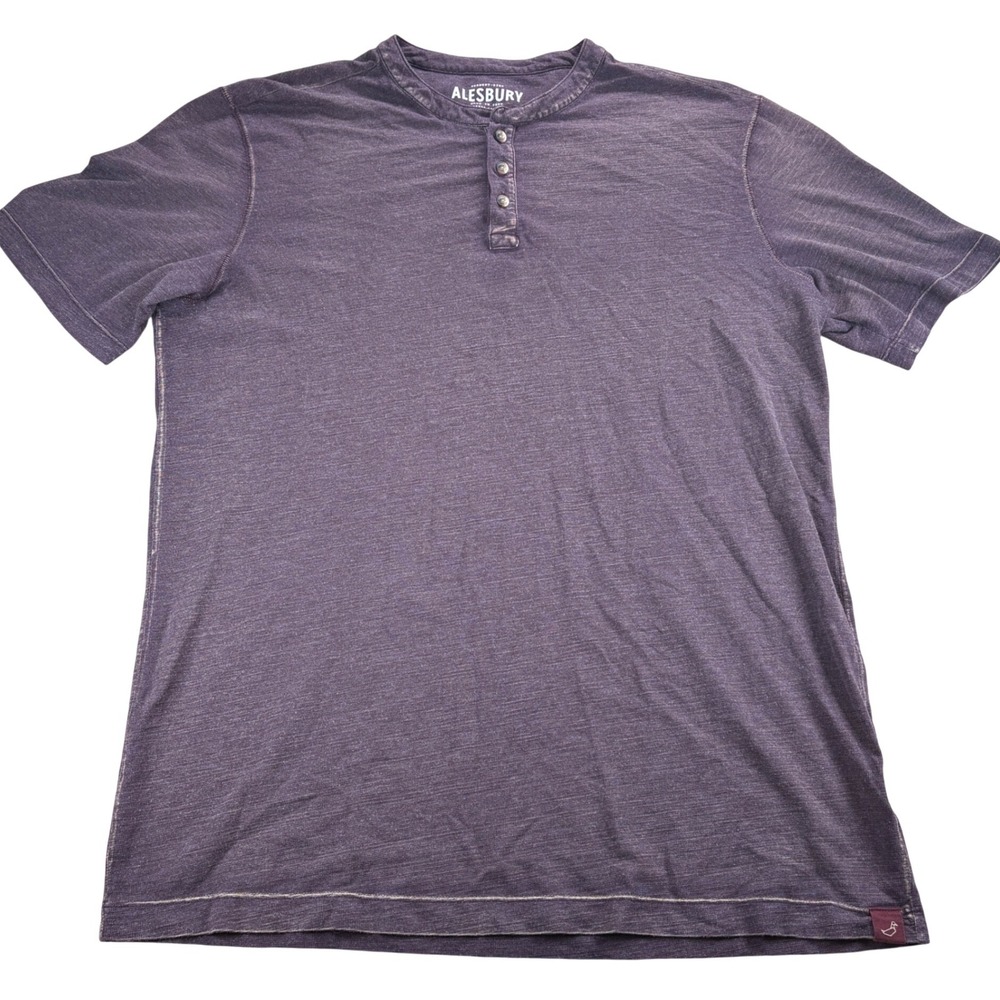 Alesbury Henley T-Shirt Mens XL Tall Purple Short Sleeve Garment Dyed Casual